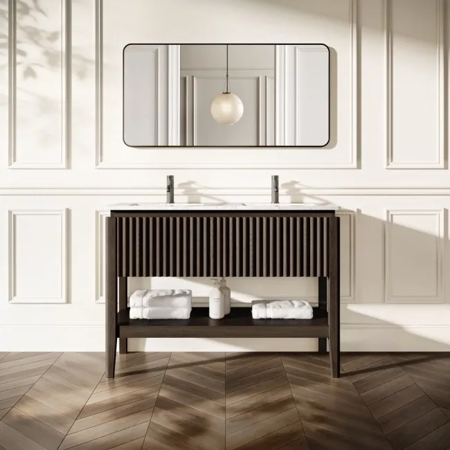 Maru Black Oak Carrara Marble Vanity Unit & Undermount Basin 1200mm