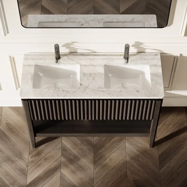 Maru Black Oak Carrara Marble Vanity Unit & Undermount Basin 1200mm