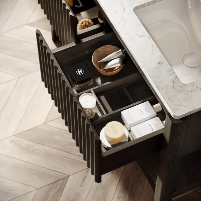 Maru Black Oak Carrara Marble Vanity Unit & Undermount Basin 1200mm