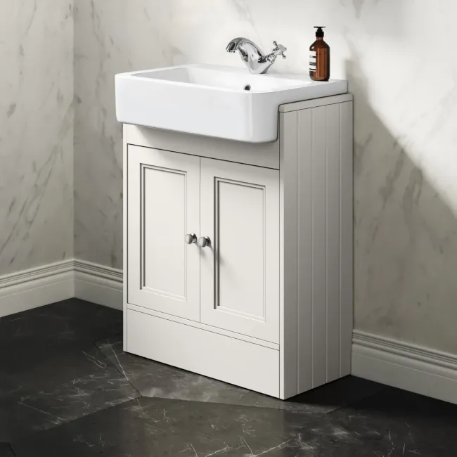 Monaco Cotton White Basin Vanity 600mm