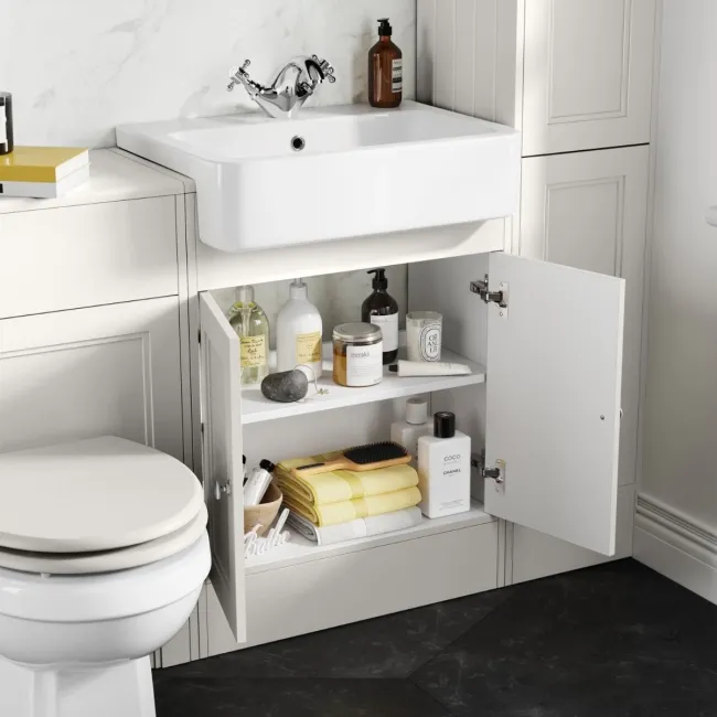 Monaco Cotton White Basin Vanity 600mm