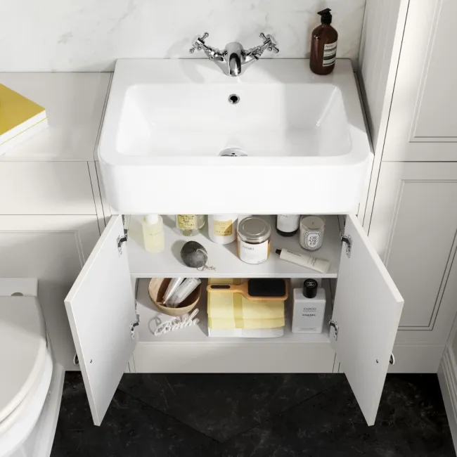 Monaco Cotton White Basin Vanity 600mm