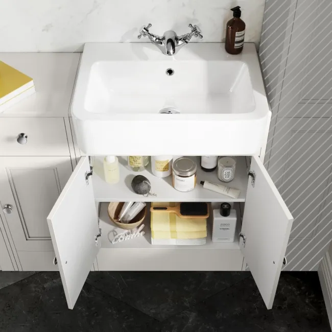 Monaco Cotton White Combination Vanity Basin 1500mm (Excludes Pan & Cistern)