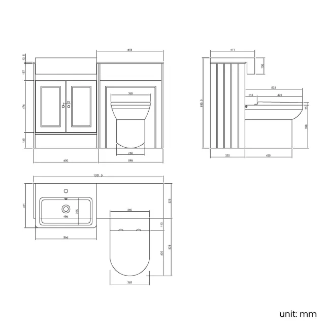 Monaco Cotton White Combination Vanity Basin with Marble Top and Miami Toilet 1200mm