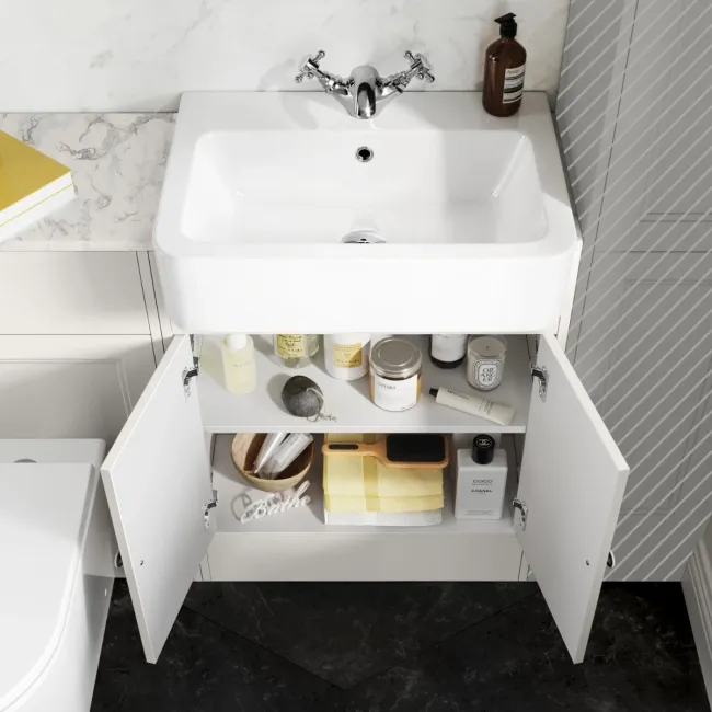 Monaco Cotton White Combination Vanity Basin with Marble Top & Tucson Toilet 1200mm