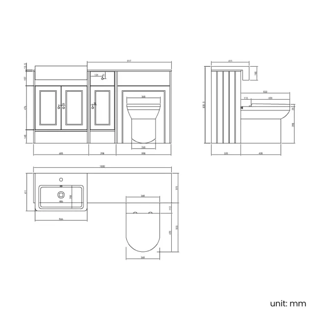 Monaco Cotton White Combination Vanity Basin with Marble Top and Miami Toilet 1500mm