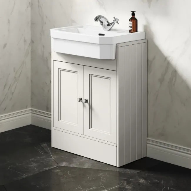 Monaco Cotton White Traditional Basin Vanity 600mm