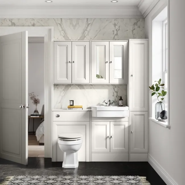 Monaco Cotton White Traditional Basin Vanity and Back To Wall Unit 1200mm (Excludes Pan & Cistern)