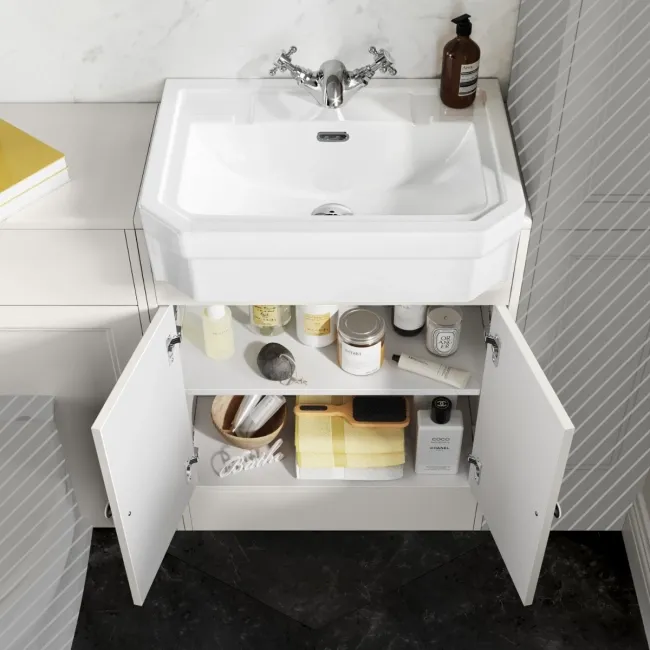 Monaco Cotton White Traditional Basin Vanity and Back To Wall Unit 1200mm (Excludes Pan & Cistern)