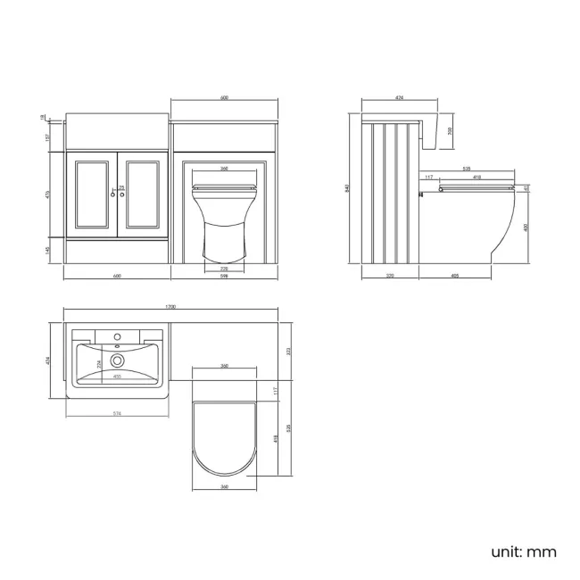 Monaco Cotton White Combination Vanity Traditional Basin and Kansas Toilet with Wooden Seat 1200mm