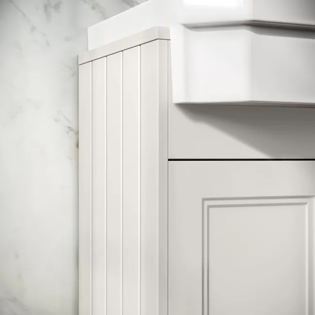 Monaco Cotton White Combination Vanity Traditional Basin and Kansas Toilet with Wooden Seat 1500mm