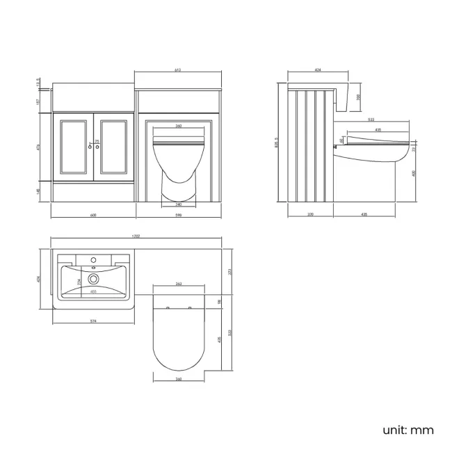Monaco Cotton White Combination Vanity Traditional Basin with Marble Top & Aruba Toilet 1200mm