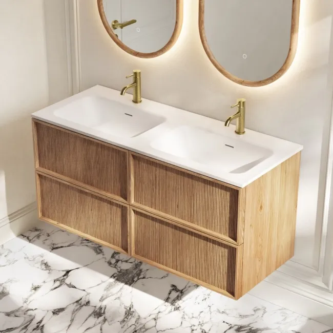 Bora Natural Oak Wall Hung Basin Drawer Vanity 1200mm