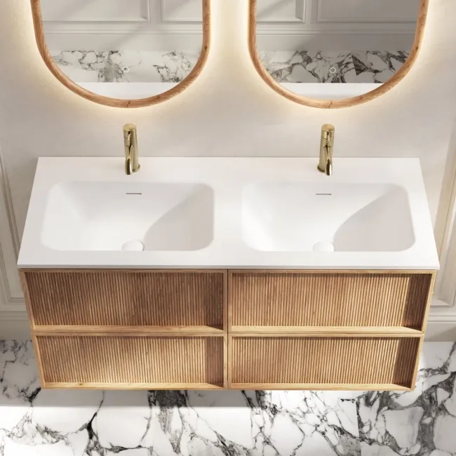 Bora Natural Oak Wall Hung Basin Drawer Vanity 1200mm