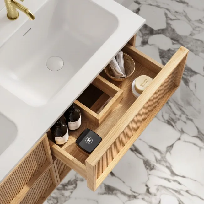 Bora Natural Oak Wall Hung Basin Drawer Vanity 1200mm