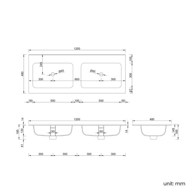 Bora Natural Oak Wall Hung Basin Drawer Vanity 1200mm