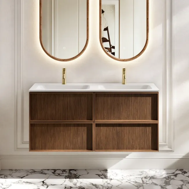 Bora Natural Walnut Wall Hung Basin Drawer Vanity 1200mm