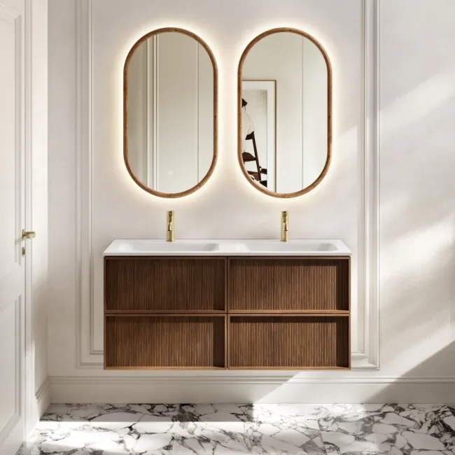 Bora Natural Walnut Wall Hung Basin Drawer Vanity 1200mm