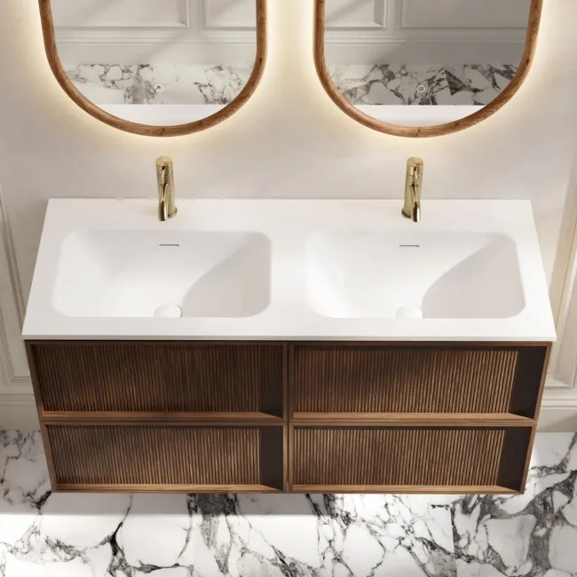 Bora Natural Walnut Wall Hung Basin Drawer Vanity 1200mm
