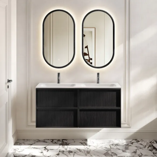 Bora Black Oak Wall Hung Basin Drawer Vanity 1200mm