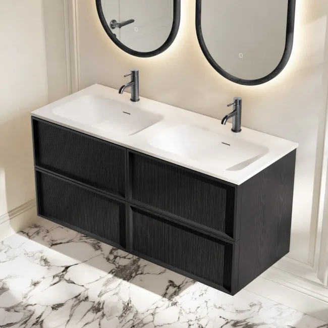 Bora Black Oak Wall Hung Basin Drawer Vanity 1200mm