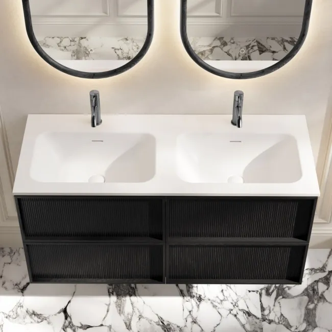 Bora Black Oak Wall Hung Basin Drawer Vanity 1200mm