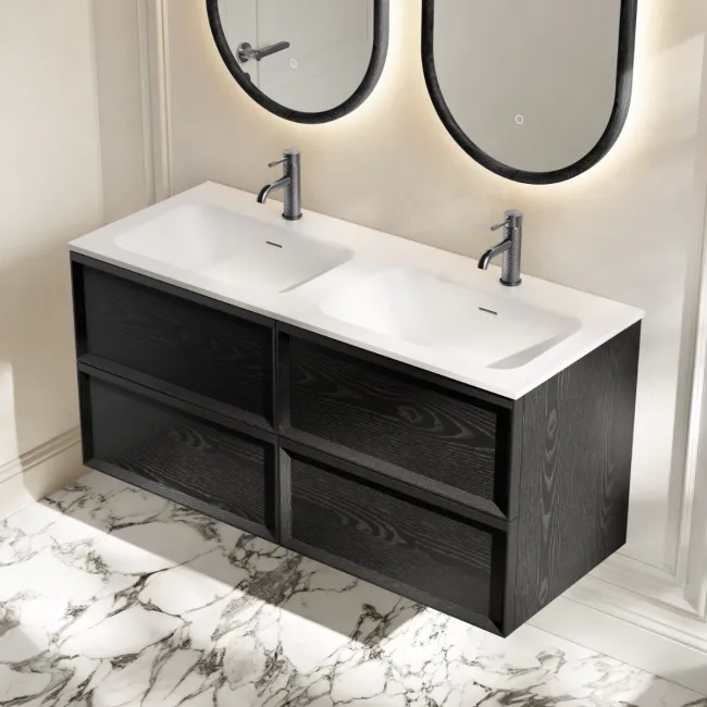 Kos Black Oak Wall Hung Basin Drawer Vanity 1200mm