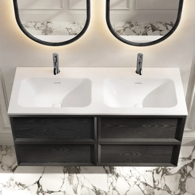 Kos Black Oak Wall Hung Basin Drawer Vanity 1200mm