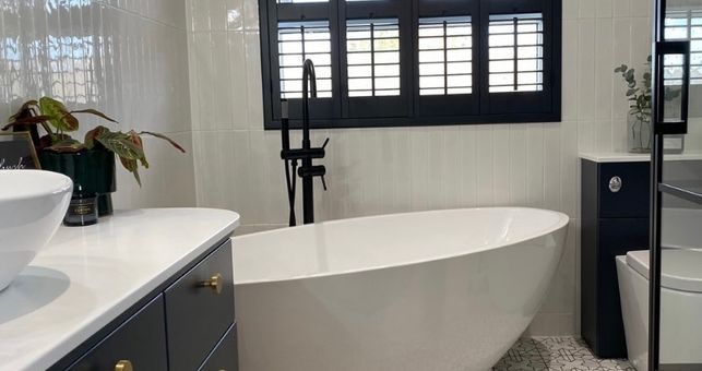 Rebecca Designed a Monochrome Bathroom Space with our Chelsea Freestanding Bath