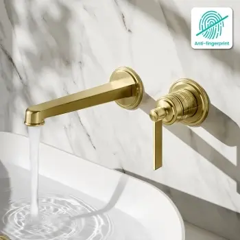 Corrib Brushed Brass Wall Mounted Basin Mixer Tap