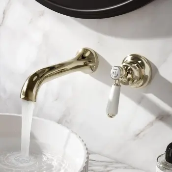 Avoca Traditional English Gold Wall Mounted Basin Mixer Tap