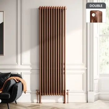 Athens Antique Copper Double Column Vertical Traditional Radiator 1800x560mm