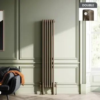 Athens Antique Gold Double Column Vertical Traditional Radiator 1500x290mm