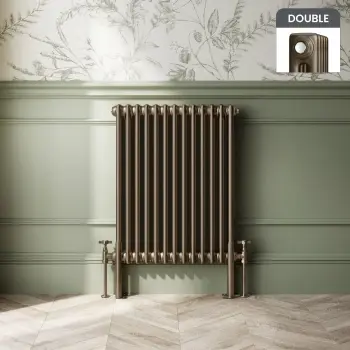 Athens Antique Gold Double Column Horizontal Traditional Radiator 750x605mm