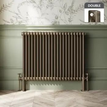 Athens Antique Gold Double Column Horizontal Traditional Radiator 750x1010mm