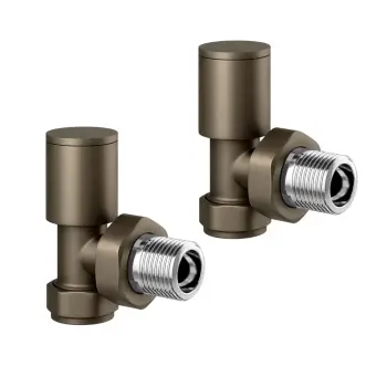 Antique Gold Angled Manual Radiator Valves (Pair) Standard 15mm