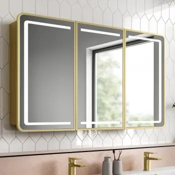 Olivia Matt Brass Illuminated LED Mirror Cabinet 710x1200mm
