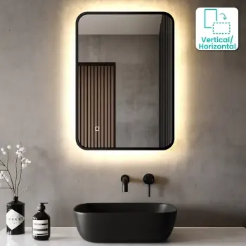 Mila Black Framed Backlit llluminated LED Mirror 700x500mm
