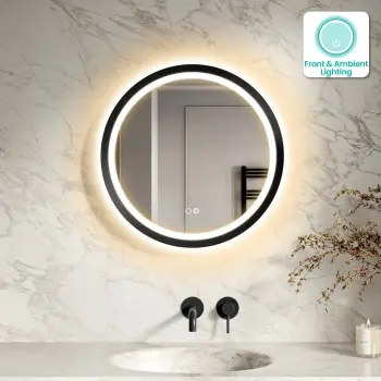 Isabel Matt Black Round LED Mirror with Front & Back Illumination 600mm