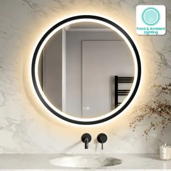 Isabel Matt Black Round LED Mirror with Front & Back Illumination 800mm