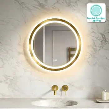 Isabel Brushed Brass Round LED Mirror with Front & Back Illumination 600mm