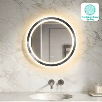 Isabel Brushed Gunmetal Round LED Mirror with Front & Back Illumination 600mm