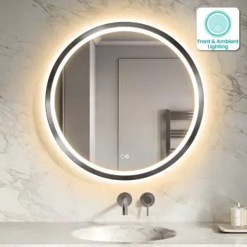 Isabel Brushed Gunmetal Round LED Mirror with Front & Back Illumination 800mm