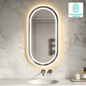 Isabel Brushed Gunmetal Pill LED Mirror with Front & Back Illumination 1000x500mm