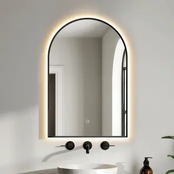 Rory Matt Black Arched Backlit Illuminated LED Mirror 750x500mm