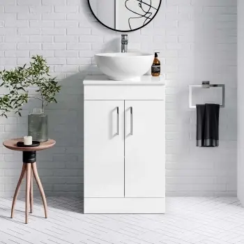 Mersey Gloss White Vanity with Mesa Basin 500mm