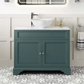 Lucia Midnight Green Vanity with Marble Top & Round Counter Top Basin 1030mm