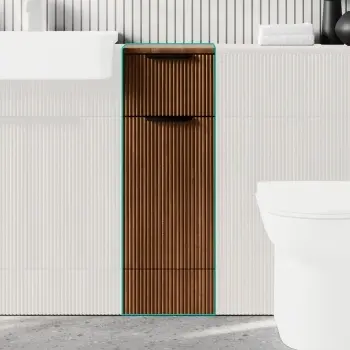 Sicily Fluted Black Walnut Side Cabinet Unit 300mm - Black Accents