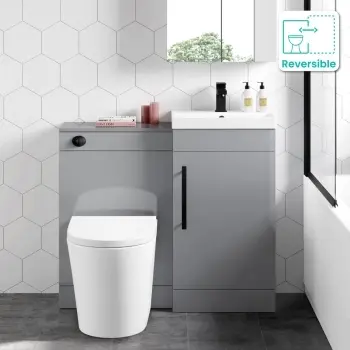 Avon Stone Grey Combination Vanity Basin and Boston Toilet 950mm - Black Accents