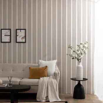 Trepanel Design® Light Oak on Antique White Felt Multi Width Acoustic Wood Slat Panels